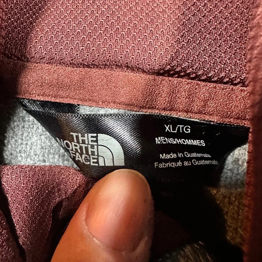 The North Face Mens XL Grey Heather Red Logo Fleece Pullover Hoodie A6S8 F14